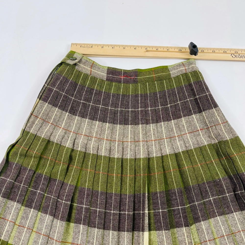 Vintage 70s Wool Plaid Accordion Skirt - Picture 5 of 6